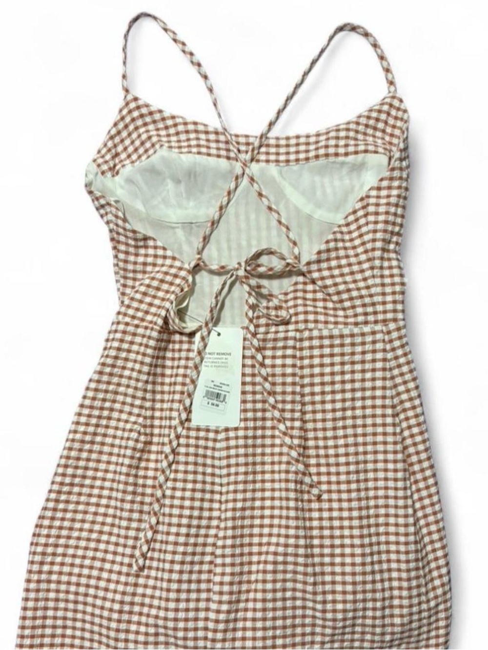 American Threads Dark Mauve and White Gingham Bustier Dress - Picture 2 of 3